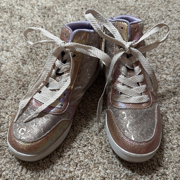 Sketchers Girl's Street Standouts 2.0-Leopard Shine Sneaker in Rose Gold - Picture 6 of 9